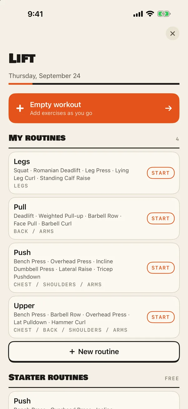 Brolic routines screen