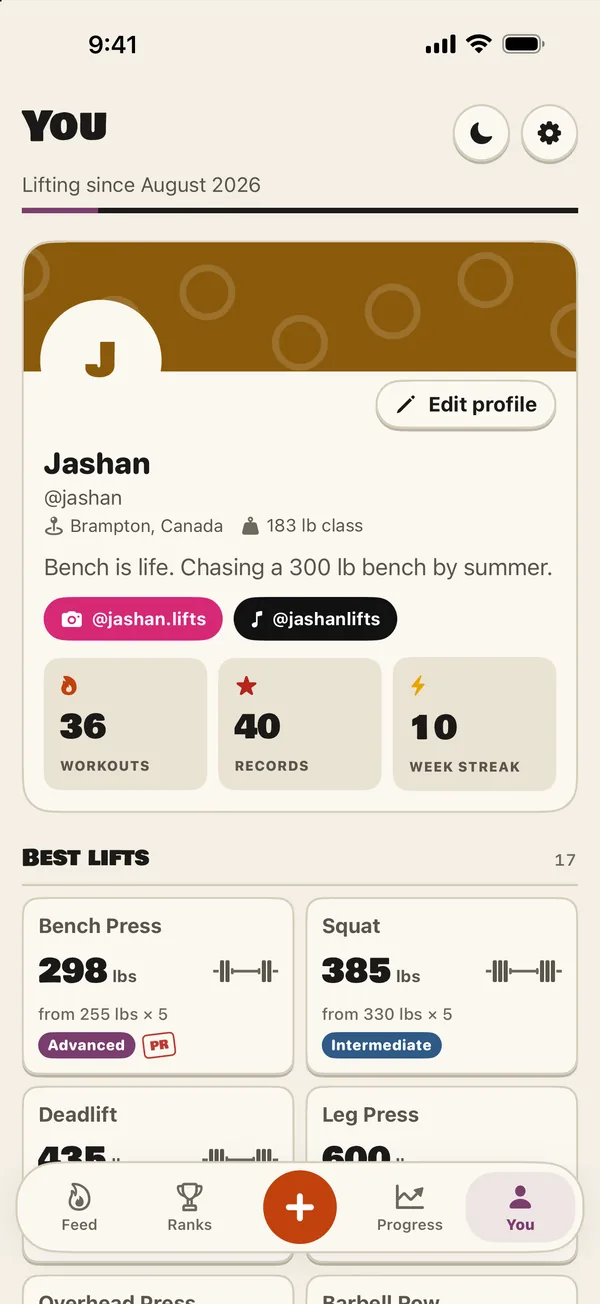 Brolic your profile screen